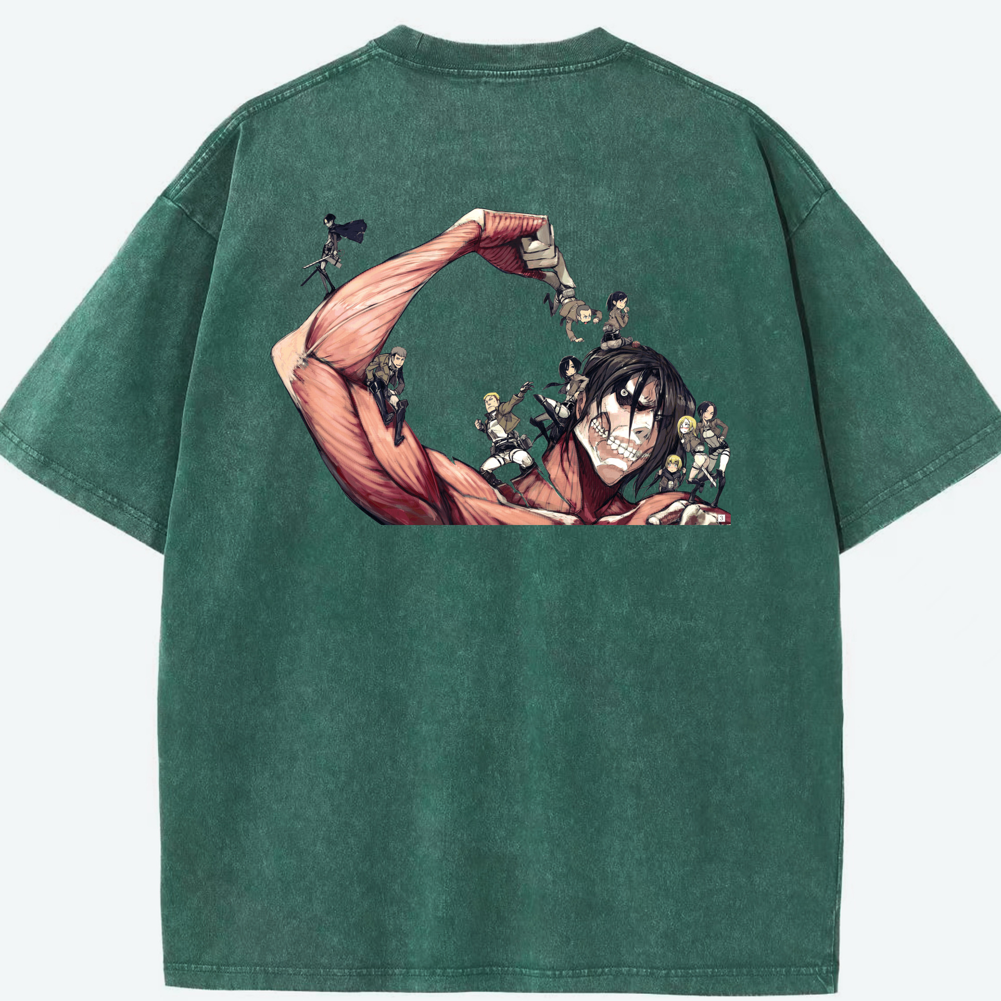 （画像用） 進撃の巨人 Attack on Titan 綿100% ヴィンテージ風 半袖Tシャツ（背面プリント）